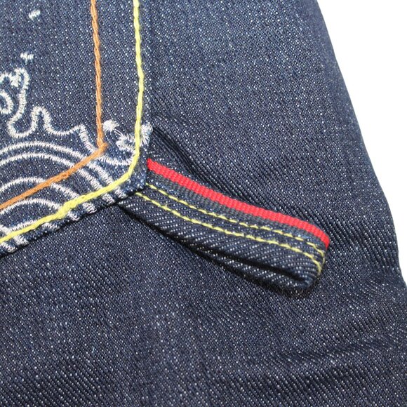The Year Of Jeans Mens Sz 34 Raw Denim Japan Selvedge Button Fly Embroidered - Picture 9 of 16